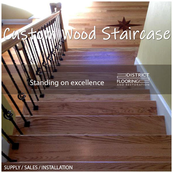 New Oak Stair Treads and Spindles  installation in Tampa Florida